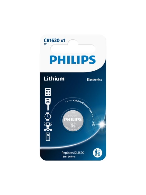 Baterie Philips CR1620/00B Lithium 3.0V coin 1-blister (16.0x 2.0)