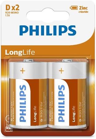Baterie Philips R20L2B/10 LongLife D 2ks