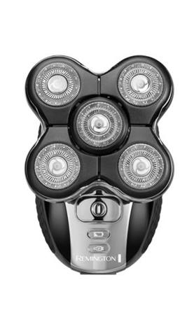 Pánský holící strojek rotační na halvu REMINGTON XR 1500, černá stříbrná, styling holé hlavy, RX5 XR1500